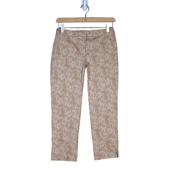 Chico's Womens XS Cropped Light Brown White Dot Pattern Cotton Pants - Picture 1 of 10